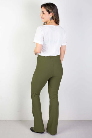 Calça flare cintura alta feminina 80020 - Enluaze - Vestuário e Acessórios em Couro Legítimo