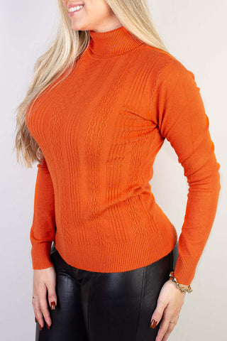 Blusa feminina de malha gola alta 81090 - Enluaze - Vestuário e Acessórios em Couro Legítimo