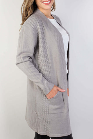 Cardigan alongado feminino com bolsos 81131 - Enluaze - Vestuário e Acessórios em Couro Legítimo