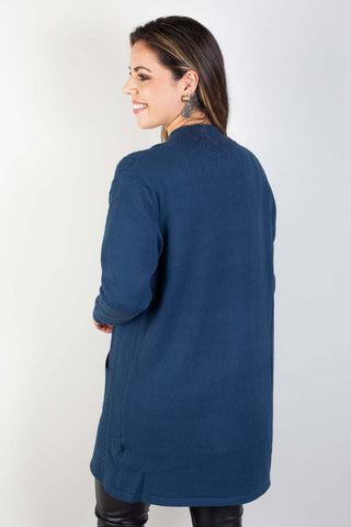 Cardigan alongado feminino com bolsos 81131 - Enluaze - Vestuário e Acessórios em Couro Legítimo