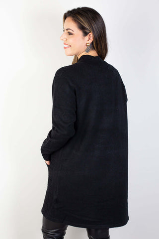 Cardigan alongado feminino com bolsos 81131 - Enluaze - Vestuário e Acessórios em Couro Legítimo
