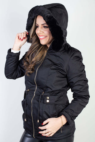 Jaqueta feminina nylon reversível com pelo 84293 - Enluaze - Vestuário e Acessórios em Couro Legítimo