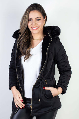 Jaqueta feminina nylon reversível com pelo 84293 - Enluaze - Vestuário e Acessórios em Couro Legítimo