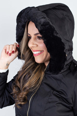 Jaqueta feminina nylon reversível com pelo 84293 - Enluaze - Vestuário e Acessórios em Couro Legítimo
