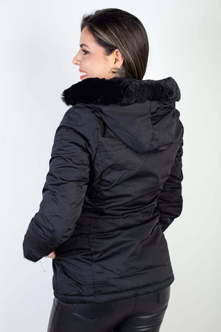Jaqueta feminina nylon reversível com pelo 84293 - Enluaze - Vestuário e Acessórios em Couro Legítimo