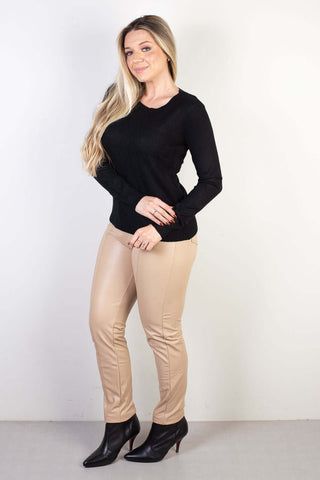 Blusa de malha feminina detalhes 84338 - Enluaze - Vestuário e Acessórios em Couro Legítimo