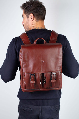 Mochila de couro italiano masculina vintage Miguel