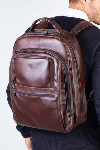 Mochila masculina de couro italiano para notebook 17" Arthur - Enluaze - Bolsas, Mochilas e Acessórios em Couro Legítimo