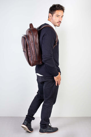 Mochila masculina de couro italiano para notebook 17" Arthur - Enluaze - Bolsas, Mochilas e Acessórios em Couro Legítimo