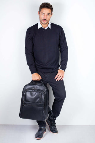 Mochila masculina de couro italiano para notebook 17" Arthur - Enluaze - Bolsas, Mochilas e Acessórios em Couro Legítimo
