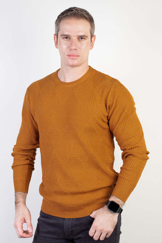 Blusa masculina trabalhada gola redonda 90216 - Enluaze - Vestuário e Acessórios em Couro Legítimo