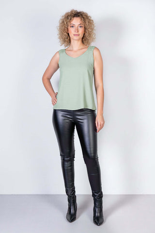 Regata feminina viscose com detalhe na alça 51636 - Enluaze - Vestuário e Acessórios em Couro Legítimo
