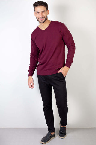 Suéter de malha masculino gola V 50622 - Enluaze - Vestuário e Acessórios em Couro Legítimo