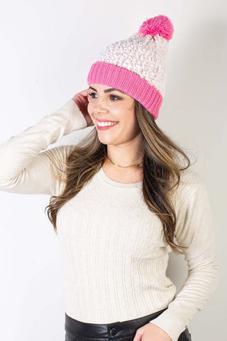 Gorro de tricô feminino inverno com pompom 61339 - Enluaze - Vestuário e Acessórios em Couro Legítimo