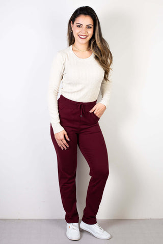 Calça de malha feminina algodão com bolsos 61556 - Enluaze - Vestuário e Acessórios em Couro Legítimo