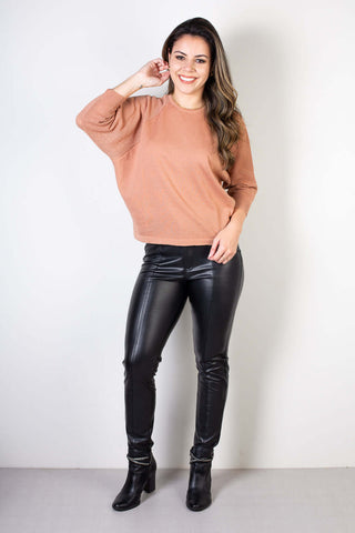 Blusa meia manga feminina de malha 61579 - Enluaze - Vestuário e Acessórios em Couro Legítimo