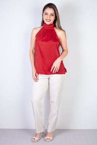 Blusa feminina gola alta decote halter neck 51255