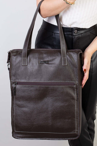 Bolsa para notebook em couro liso grafite Sandra - Enluaze - Bolsas, Mochilas e Acessórios em Couro Legítimo