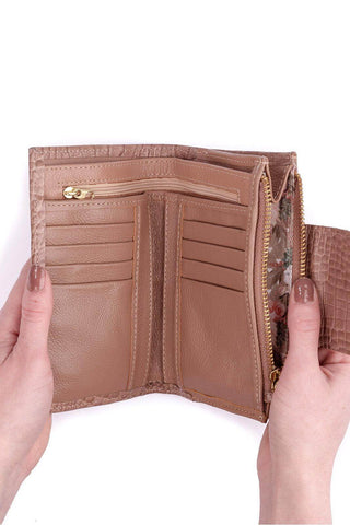 Carteira feminina de couro croco Lanna 10x15,5cm - Enluaze - Bolsas, Mochilas e Acessórios em Couro Legítimo