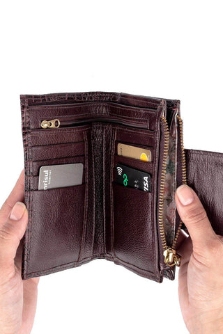 Carteira feminina de couro croco Lanna 10x15,5cm - Enluaze - Bolsas, Mochilas e Acessórios em Couro Legítimo