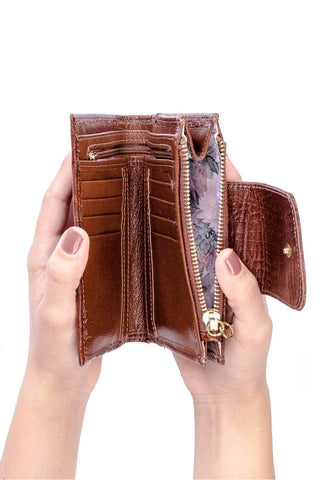 Carteira feminina de couro croco Lanna 10x15,5cm - Enluaze - Bolsas, Mochilas e Acessórios em Couro Legítimo