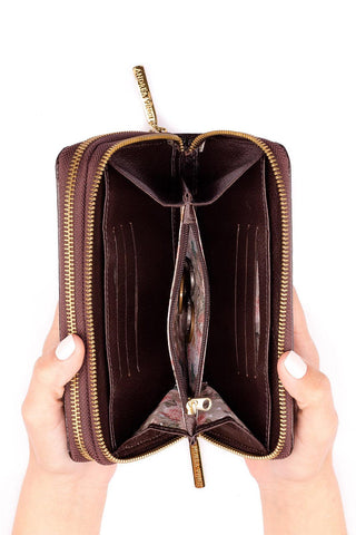 Carteira feminina de couro liso Tinna 10x19cm - Enluaze - Bolsas e Mochilas em Couro Legítimo - Andrea Vinci