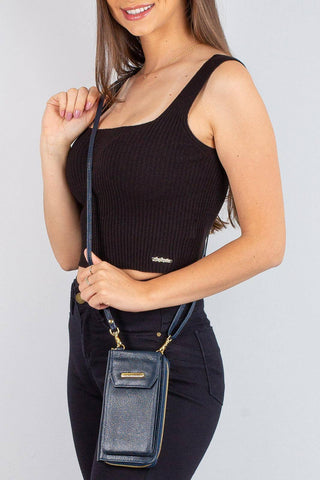 Carteira feminina de couro liso com alça Rafa 19x10,5cm - Enluaze - Bolsas, Mochilas e Acessórios em Couro Legítimo