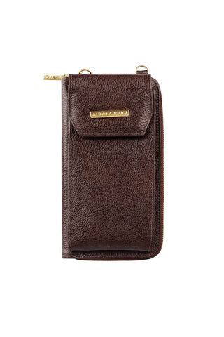 Carteira feminina de couro liso com alça Rafa 19x10,5cm - Enluaze - Bolsas, Mochilas e Acessórios em Couro Legítimo