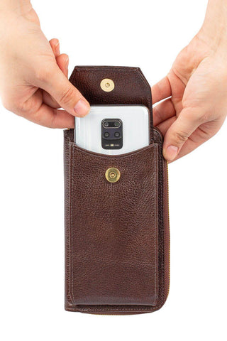 Carteira feminina de couro liso com alça Rafa 19x10,5cm - Enluaze - Bolsas, Mochilas e Acessórios em Couro Legítimo