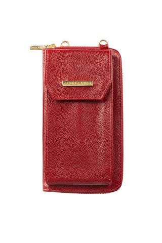 Carteira feminina de couro liso com alça Rafa 19x10,5cm - Enluaze - Bolsas, Mochilas e Acessórios em Couro Legítimo