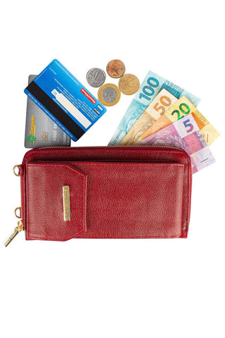 Carteira feminina de couro liso com alça Rafa 19x10,5cm - Enluaze - Bolsas, Mochilas e Acessórios em Couro Legítimo