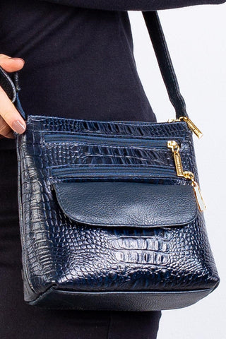 Bolsa transversal de couro croco Maura - Enluaze - Bolsas, Mochilas e Acessórios em Couro Legítimo