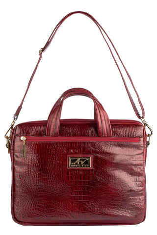 Pasta executiva de couro croco Fabiana - Enluaze - Bolsas, Mochilas e Acessórios em Couro Legítimo
