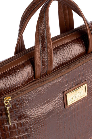 Pasta executiva de couro croco Fabiana - Enluaze - Bolsas, Mochilas e Acessórios em Couro Legítimo