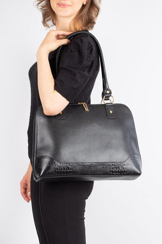 Pasta feminina executiva em couro liso Isabel - Enluaze - Bolsas, Mochilas e Acessórios em Couro Legítimo