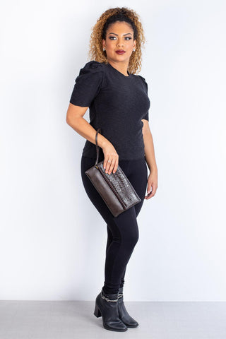 Clutch de couro croco Nikki - Enluaze - Bolsas, Mochilas e Acessórios em Couro Legítimo