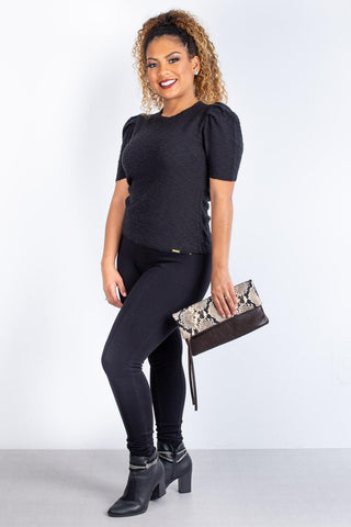 Clutch de couro estampado animal print Nikki - Enluaze - Bolsas, Mochilas e Acessórios em Couro Legítimo