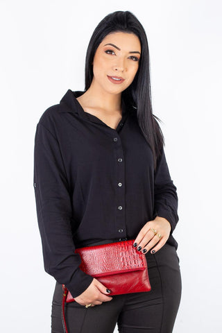 Clutch de couro croco Nikki - Enluaze - Bolsas, Mochilas e Acessórios em Couro Legítimo