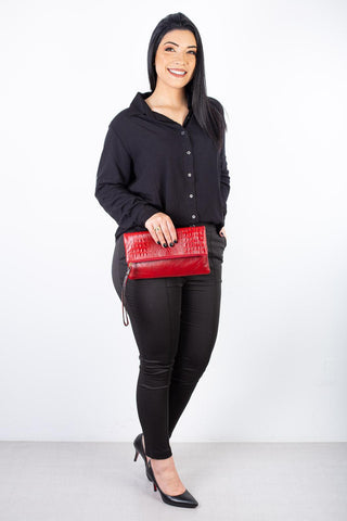 Clutch de couro croco Nikki - Enluaze - Bolsas, Mochilas e Acessórios em Couro Legítimo