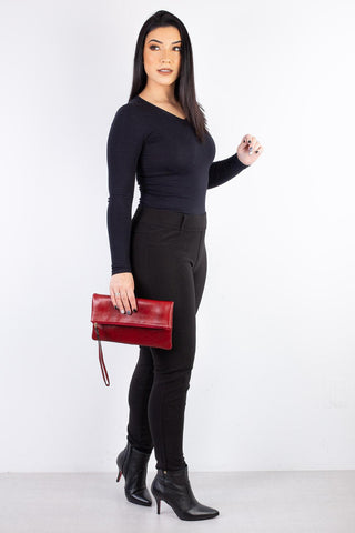 Clutch de couro liso Nikki - Enluaze - Bolsas, Mochilas e Acessórios em Couro Legítimo