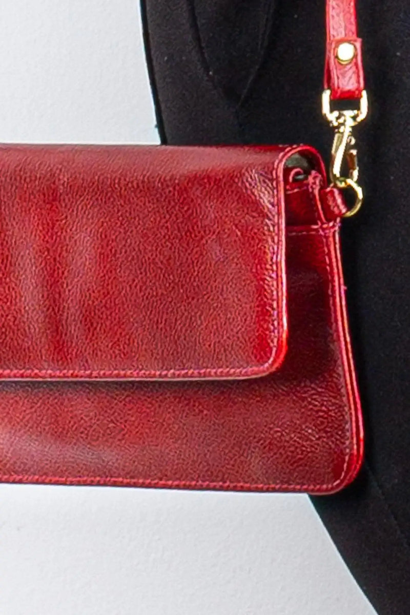 Clutch mini bolsa de couro liso Nicole
