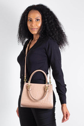 Bolsa baú de couro croco Andressa - Enluaze - Bolsas, Mochilas e Acessórios em Couro Legítimo