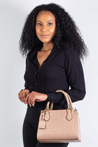 Bolsa baú de couro croco Andressa - Enluaze - Bolsas, Mochilas e Acessórios em Couro Legítimo