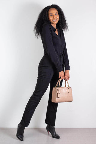 Bolsa baú de couro croco Andressa - Enluaze - Bolsas, Mochilas e Acessórios em Couro Legítimo