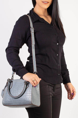 Bolsa baú de couro croco Andressa - Enluaze - Bolsas, Mochilas e Acessórios em Couro Legítimo