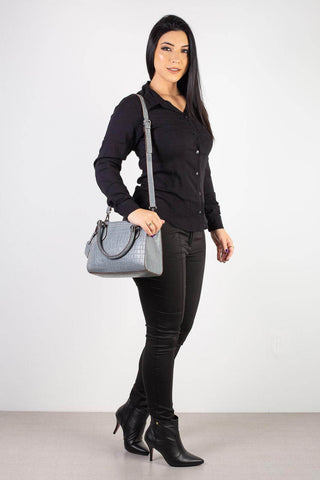 Bolsa baú de couro croco Andressa - Enluaze - Bolsas, Mochilas e Acessórios em Couro Legítimo