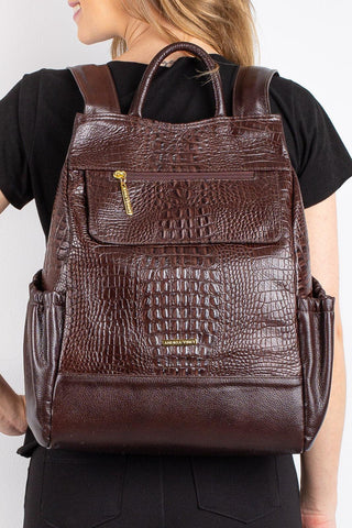 Mochila antifurto de couro croco Suelen - Enluaze - Bolsas, Mochilas e Acessórios em Couro Legítimo