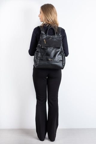 Mochila antifurto de couro croco Suelen - Enluaze - Bolsas, Mochilas e Acessórios em Couro Legítimo