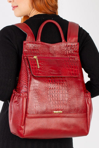 Mochila antifurto de couro croco Suelen - Enluaze - Bolsas, Mochilas e Acessórios em Couro Legítimo