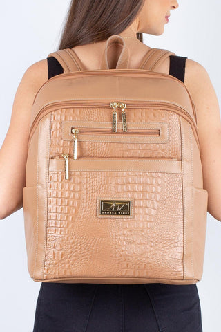 Mochila grande de couro croco Marcela - Enluaze - Bolsas, Mochilas e Acessórios em Couro Legítimo